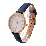 Fossil Jacqueline White Dial Blue Leather Strap Watch for Women - ES4291