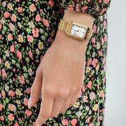 Fossil Raquel Three Hand Date White Dial Gold Steel Strap Watch For Women - ES5220