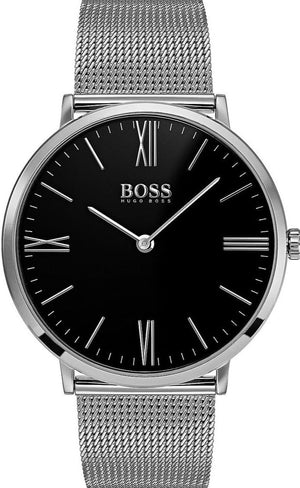 Hugo Boss Jackson Quartz Black Dial Silver Mesh Bracelet Watch For Men - 1513514