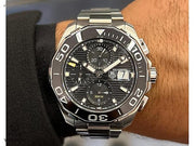 Tag Heuer Aquaracer Calibre 16 Day-Date Black Dial Silver Steel Strap Watch for Men - CAY211A.BA0927