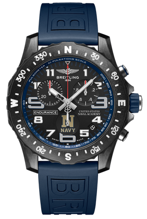 Breitling Endurance Pro United States Naval Academy Black Dial Blue Rubber Strap Watch for Men - X823103C1B1S1
