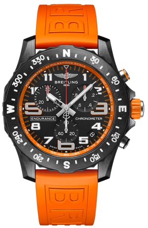 Breitling Endurance Pro Black Dial Orange Rubber Strap Watch for Men - X82310A51B1S1