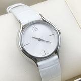 Calvin Klein Skirt White Dial White Leather Strap Watch for Women - K2U231K6