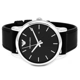 Emporio Armani Classic Quartz Black Dial Black Leather Strap Watch For Men - AR1692