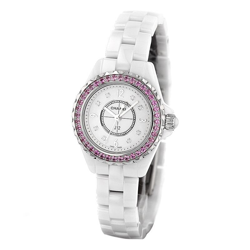 Chanel J12 Quartz Diamonds Mother of Pearl White Dial White Steel Strap  Watch for Women Watch for Women