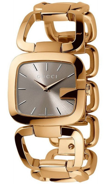 Gucci G Gucci Sunbrushed Brown Dial Rose Gold Steel Strap Watch For Wo