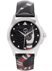 Gucci Le Marche Des Merveilles Black Dial Black Leather Strap Unisex Watch - YA1264007