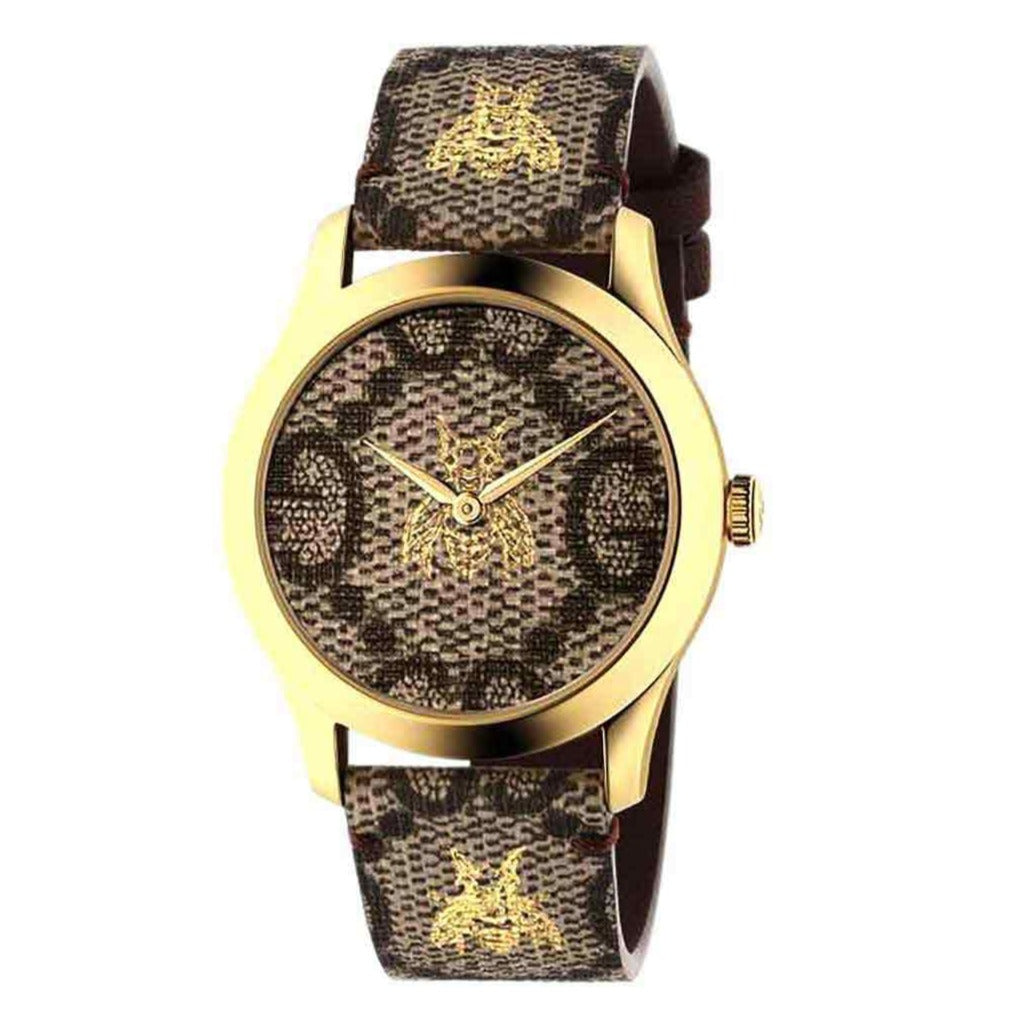 Gucci G Timeless Brown Dial Brown Leather Strap Watch For Men