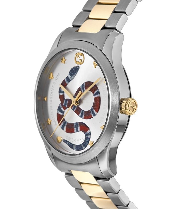 Gucci Stainless Steel Gold Plated Silver Kuo Analog Display Gray Dial Watch Gucci Interlocking Steel and Pink Gold Watch - 29mm  main image 4