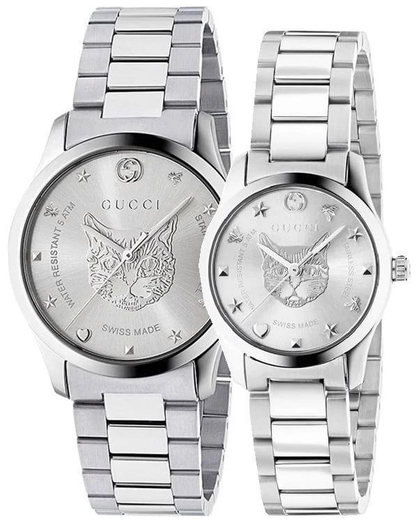 Gucci G Timeless Quartz Silver Dial Silver Steel Strap Watch For Women
