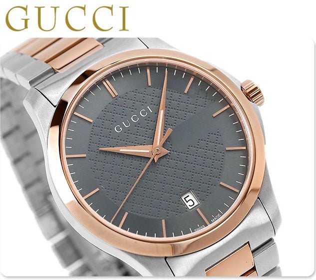 Gucci G Timeless Grey Dial Two Tone Steel Strap Watch For Men