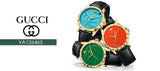 Gucci Le Marche Des Merveilles Quartz Green Dial Black Leather Strap Watch For Women - YA126463
