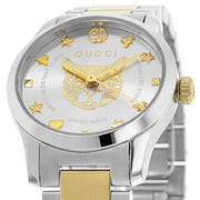 Gucci G Timeless Quartz Silver Dial Two Tone Steel Strap Watch For Women - YA126596