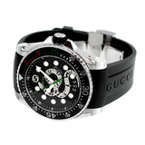 Gucci Dive Quartz Kingsnake Black Dial Black Rubber Strap Watch For Men - YA136217