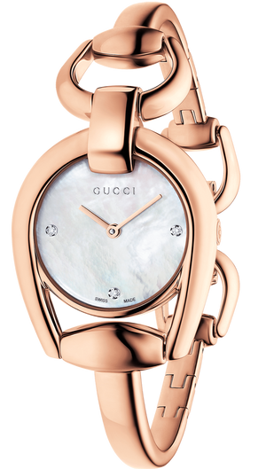 Gucci Horsebit Collection Diamonds Mother of Pearl Dial Rose Gold Steel Strap Watch For Women - YA139508