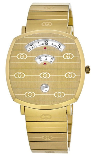 Gucci Grip Quartz Yellow Gold Dial Gold Steel Strap Unisex Watch - YA1