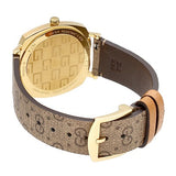 Gucci Grip Disney Mickey Mouse Gold Dial Brown Leather Strap Watch For Women - YA157420