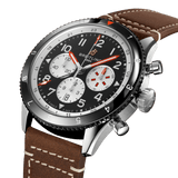 Breitling Super Avi B04 Chronograph GMT 46 Mosquito Black Dial Brown Leather Strap Watch for Men - YB04451A1B1X1