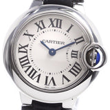 Cartier Ballon Bleu Silver Dial Black Leather Strap Watch for Women - W69018Z4