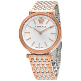 Versace V-Twist White Dial Two Tone Mesh Bracelet Watch for Women - VELS00719