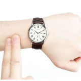 Guess Wafer Quartz White Dial Brown Leather Strap Watch For Men - W70016G2