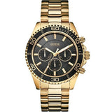 Guess Chaser Chronograph Black Dial Gold Steel Strap Watch for Men - W0170G2