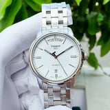 Tissot T Classic Automatic III Day Date White Dial Silver Steel Strap Watch for Men - T065.930.11.031.00