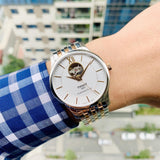 Tissot Tradition Powermatic 80 Open Heart Silver Dial Two Tone Steel Strap Jam Tangan Untuk Pria - T063.907.22.038.01