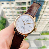 Tissot Le Locle Powermatic 80 Silver Dial Brown Leather Strap Jam Tangan Untuk Pria - T006.407.36.033.00
