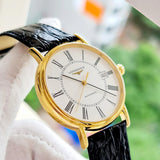 Longines Presence 25.5mm Automatic White Dial Black Leather Strap Watch untuk Wanita - L4.921.2.11.2