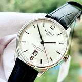 Tissot Chemin Des Tourelles Powermatic 80 Silver Dial Jam Tangan Tali Kulit Hitam Untuk Pria - T099.407.16.037.00