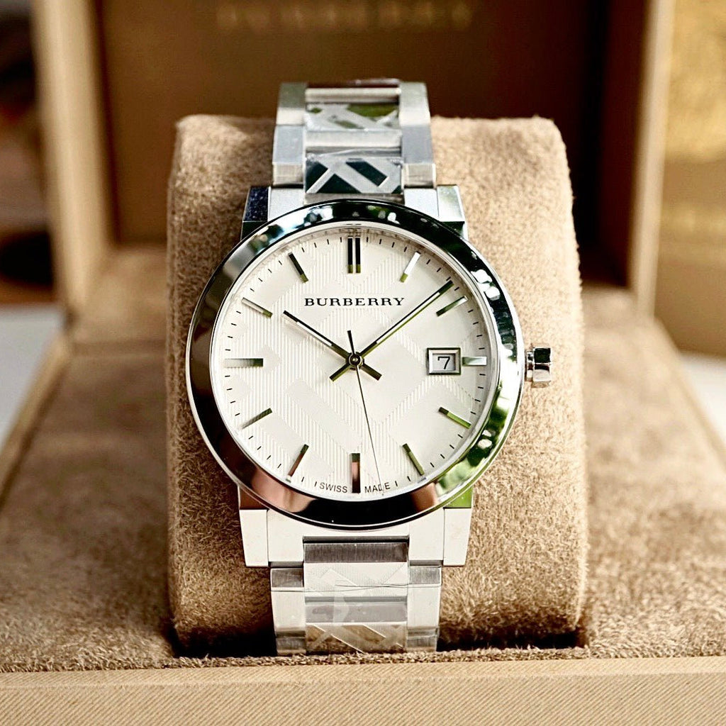 Burberry The City Silver Dial Silver Steel Strap Watch for Men