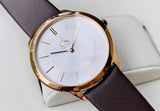 Calvin Klein Minimal White Dial Brown Leather Strap Watch for Men - K3M216G6