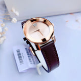 Movado Bold Rose Gold Dial Brown Leather Strap Watch For Women - 3600438