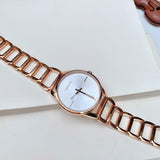 Calvin Klein Stately White Dial Rose Gold Steel Strap Watch for Women - K3G23626