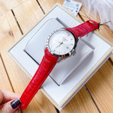 Tissot Couturier Lady Silver Dial Red Leather Strap Watch for Women - T035.210.16.031.01