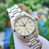 Jam Tangan Pria Tag Heuer Aquaracer Automatic White Dial Silver Steel Strap - WAY2111.BA0928