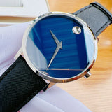 Movado Museum Classic Blue Dial Black Leather Strap Watch for Men - 0607197