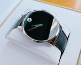 Movado Museum Classic Black Dial Black Leather Strap Watch for Men - 0607194