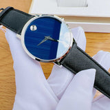 Movado Museum Classic Blue Dial Black Leather Strap Watch for Men - 0607197