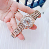 Bulova Phantom White Dial with Swarovski Baguettes Rose Gold Steel Strap Watch for Women - 98L268