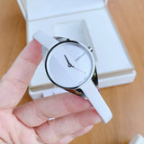 Calvin Klein Rebel White Dial White Leather Strap Watch for Women - K8P231L6