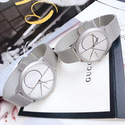 Calvin Klein Minimal White Dial Silver Mesh Bracelet Watch for Women - K3M5215X