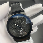 Salvatore Ferragamo Sapphire Black Dial Black Rubber Strap Watch for Men - SFHP00320