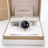 Versace Hellenyium Black Dial Silver Steel Strap Watch for Women - V12020015