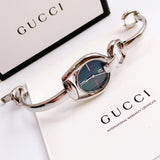 Gucci Horsebit Collection Mother of Pearl Black Dial Silver Steel Strap Watch For Women - YA139503