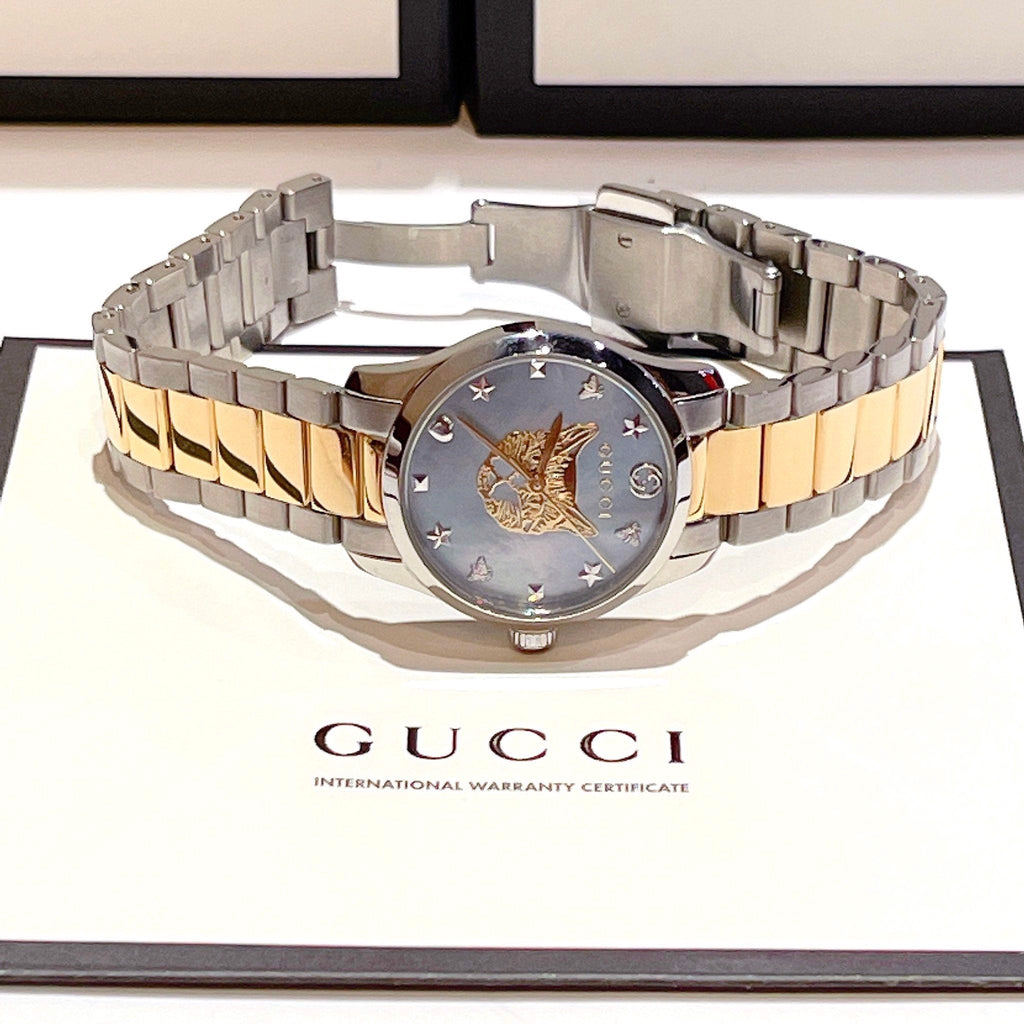 Gucci G Timeless Silver Dial Two Tone Steel Strap Watch For Women
