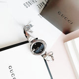 Gucci Guccissima Black Dial Silver Steel Strap Watch For Women - YA134301