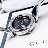 Gucci Guccissima Black Dial Silver Steel Strap Watch For Women - YA134301