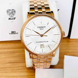 Tissot T Classic Carson Premium Automatic White Dial Rose Gold Steel Strap Watch for Men - T122.407.33.031.00